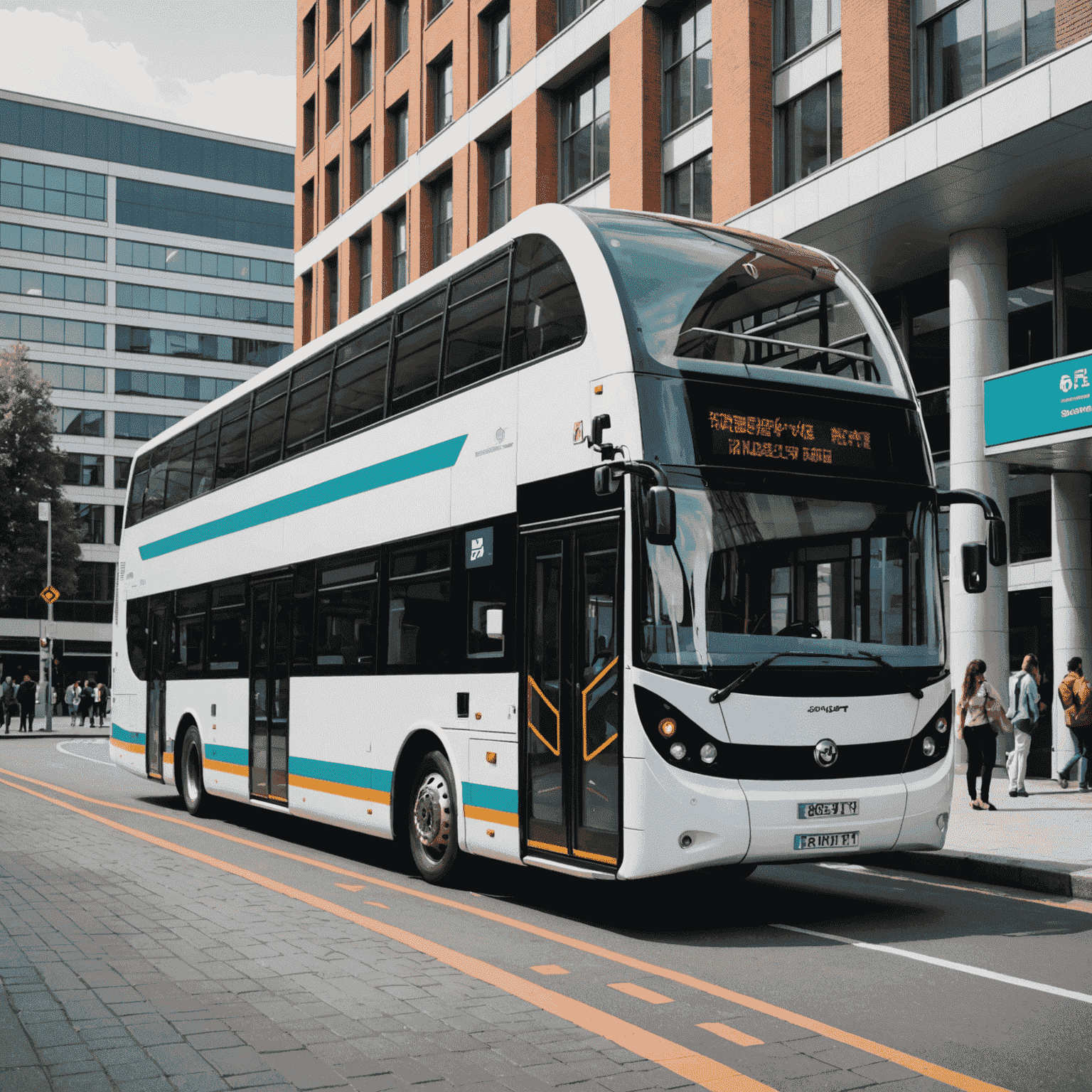 Modern intercity bus parked at a station with passengers boarding